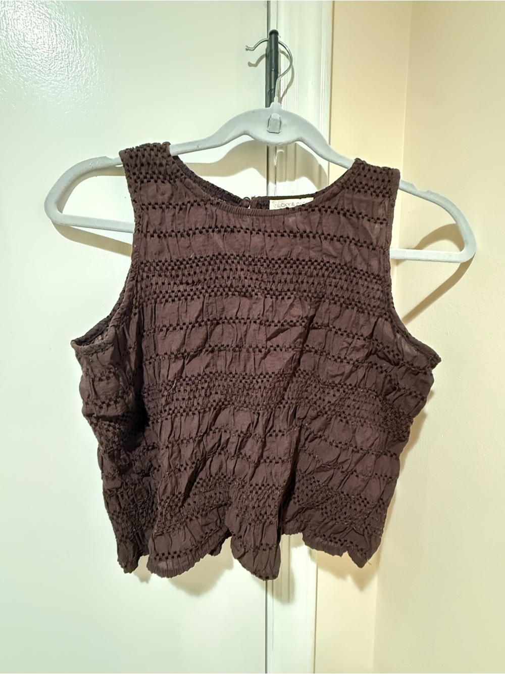 Smocked Brown Crop Tank Top